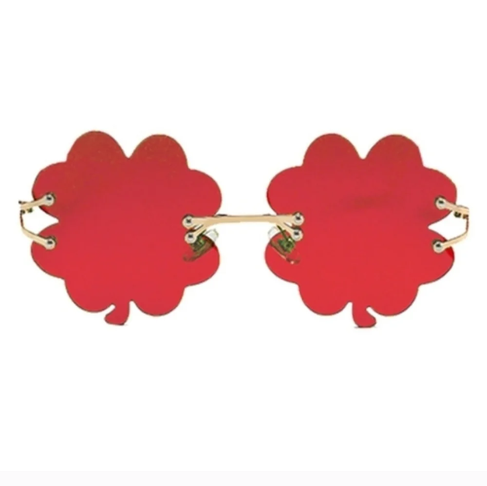 Unisex Red Clover-Shaped Sunglasses